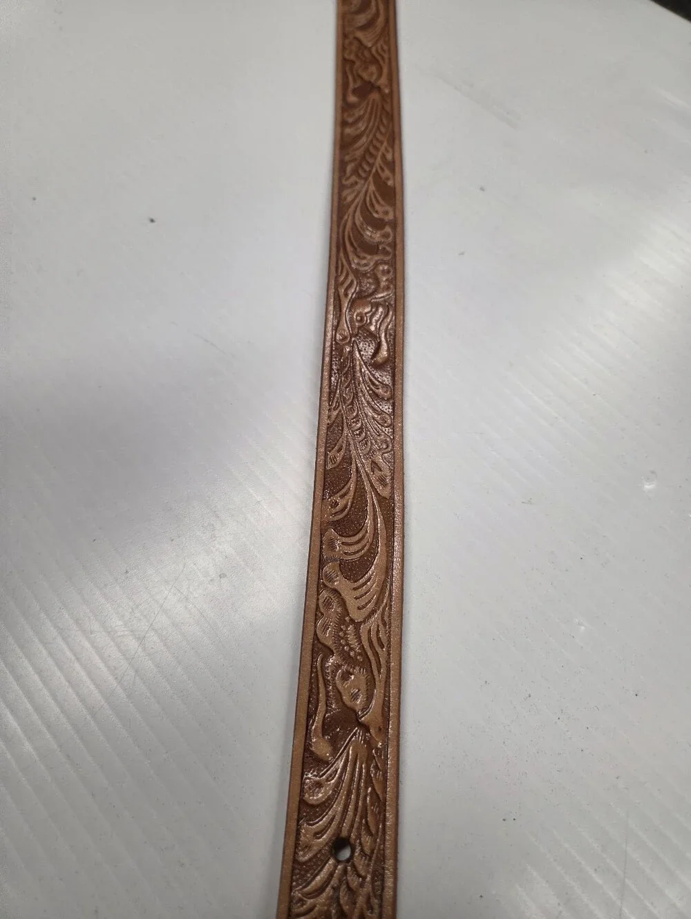 Vintage Justin Kids Size 22 Tooled Leather Western Belt Strap No Buckle Made in